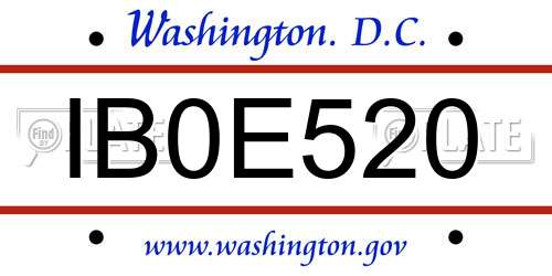 IB0E520 District Of Columbia License Plate