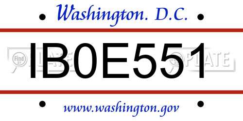 IB0E551 District Of Columbia License Plate