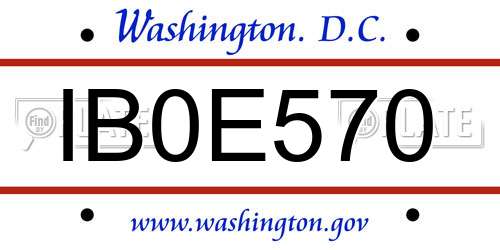 IB0E570 District Of Columbia License Plate