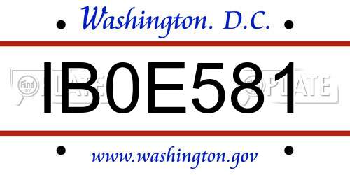 IB0E581 District Of Columbia License Plate