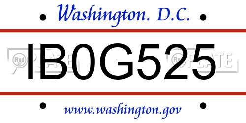 IB0G525 District Of Columbia License Plate