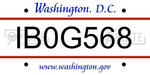 IB0G568 District Of Columbia License Plate
