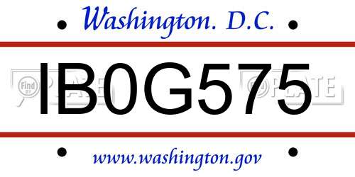 IB0G575 District Of Columbia License Plate