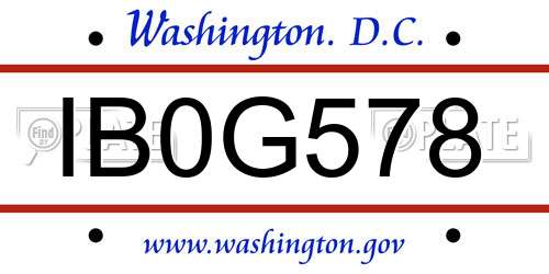 IB0G578 District Of Columbia License Plate