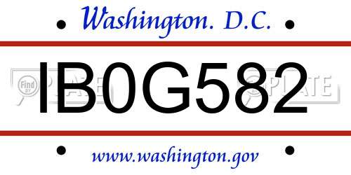 IB0G582 District Of Columbia License Plate