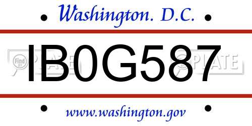 IB0G587 District Of Columbia License Plate