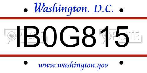IB0G815 District Of Columbia License Plate