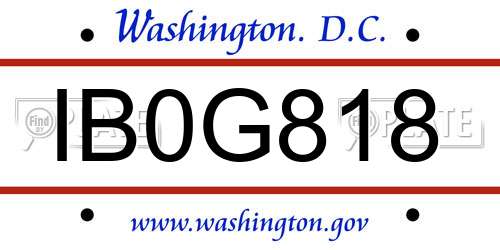IB0G818 District Of Columbia License Plate