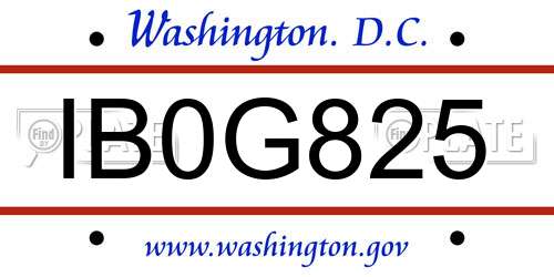 IB0G825 District Of Columbia License Plate