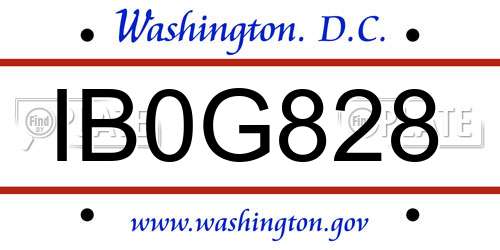 IB0G828 District Of Columbia License Plate