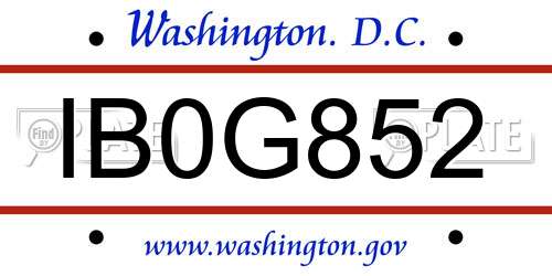 IB0G852 District Of Columbia License Plate