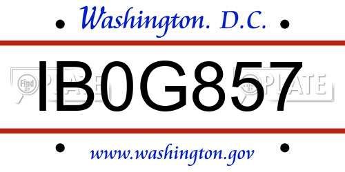 IB0G857 District Of Columbia License Plate