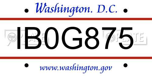 IB0G875 District Of Columbia License Plate