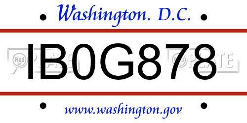 IB0G878 District Of Columbia License Plate
