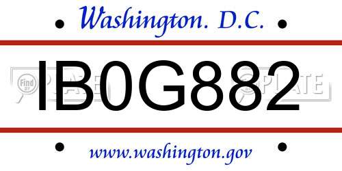 IB0G882 District Of Columbia License Plate