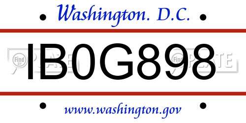 IB0G898 District Of Columbia License Plate