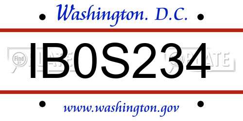 IB0S234 District Of Columbia License Plate