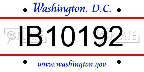 IB10192 District Of Columbia License Plate