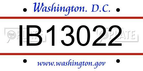 IB13022 District Of Columbia License Plate