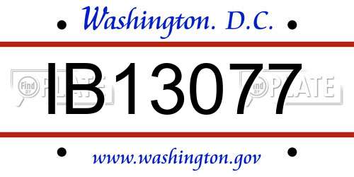 IB13077 District Of Columbia License Plate