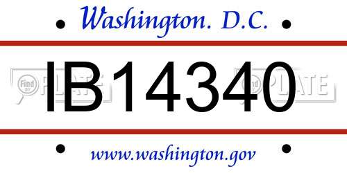 IB14340 District Of Columbia License Plate