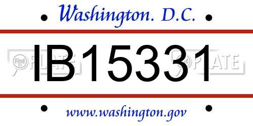 IB15331 District Of Columbia License Plate