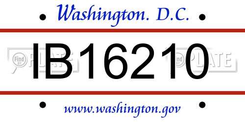 IB16210 District Of Columbia License Plate