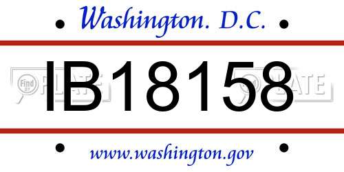 IB18158 District Of Columbia License Plate