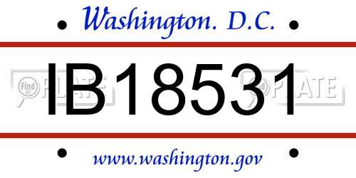 IB18531 District Of Columbia License Plate