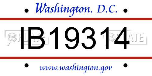 IB19314 District Of Columbia License Plate