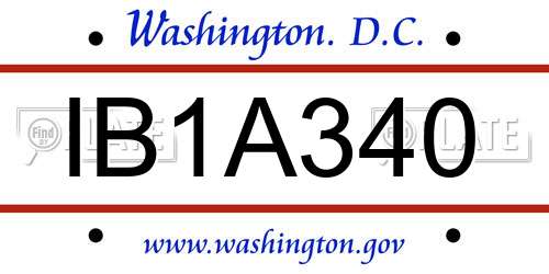IB1A340 District Of Columbia License Plate