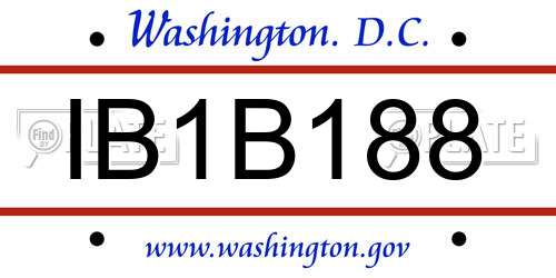 IB1B188 District Of Columbia License Plate