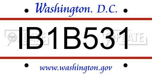 IB1B531 District Of Columbia License Plate