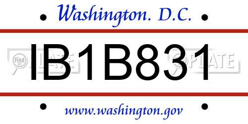IB1B831 District Of Columbia License Plate