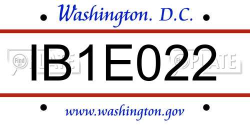 IB1E022 District Of Columbia License Plate