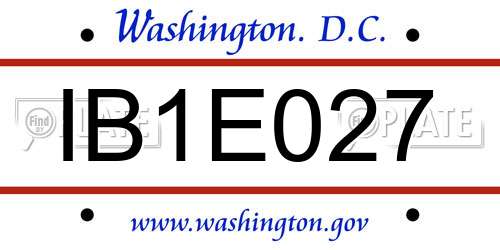 IB1E027 District Of Columbia License Plate