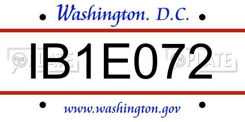 IB1E072 District Of Columbia License Plate