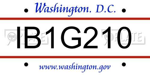 IB1G210 District Of Columbia License Plate