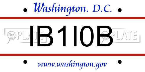 IB1I0B District Of Columbia License Plate