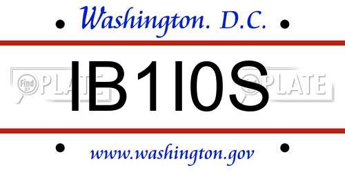 IB1I0S District Of Columbia License Plate