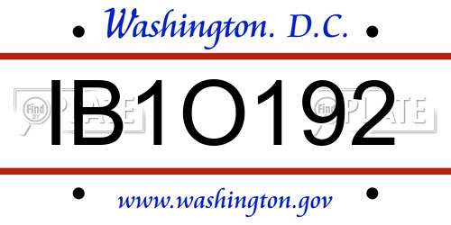 IB1O192 District Of Columbia License Plate