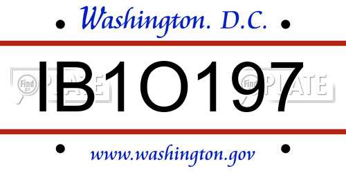 IB1O197 District Of Columbia License Plate