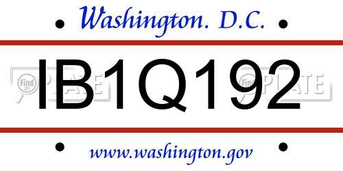 IB1Q192 District Of Columbia License Plate