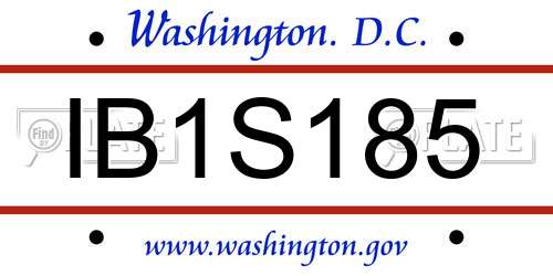 IB1S185 District Of Columbia License Plate