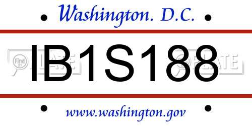 IB1S188 District Of Columbia License Plate