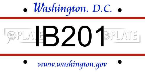 IB201 District Of Columbia License Plate