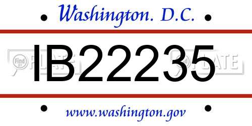 IB22235 District Of Columbia License Plate