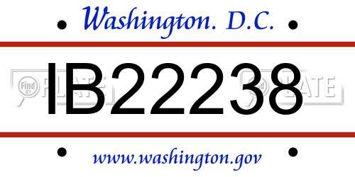 IB22238 District Of Columbia License Plate