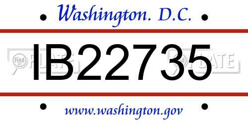 IB22735 District Of Columbia License Plate