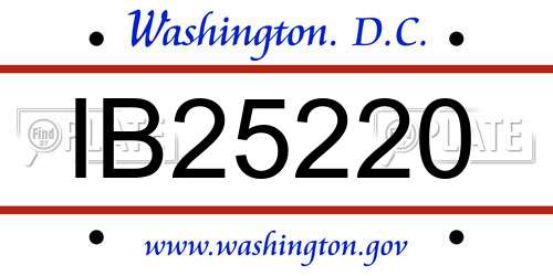 IB25220 District Of Columbia License Plate